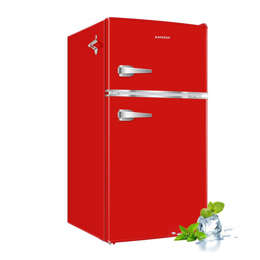 3.2 CU.FT 2 Door Small Refrigerator with Freezer ,Red