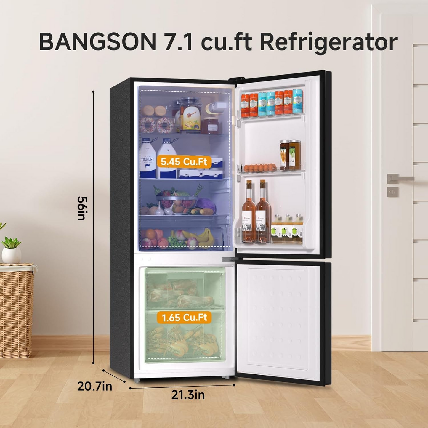 7.1 Cu.Ft Apartment Size Refrigerator with Freezer