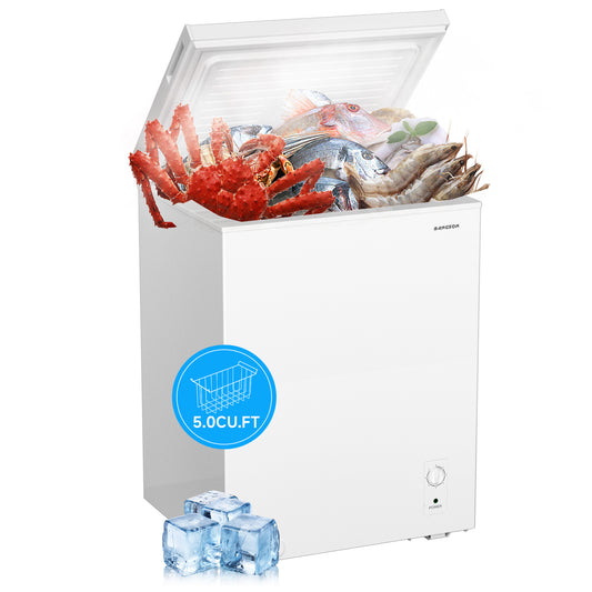 Chest Freezer,5.0 Cu.Ft Freezer With Removable Basket