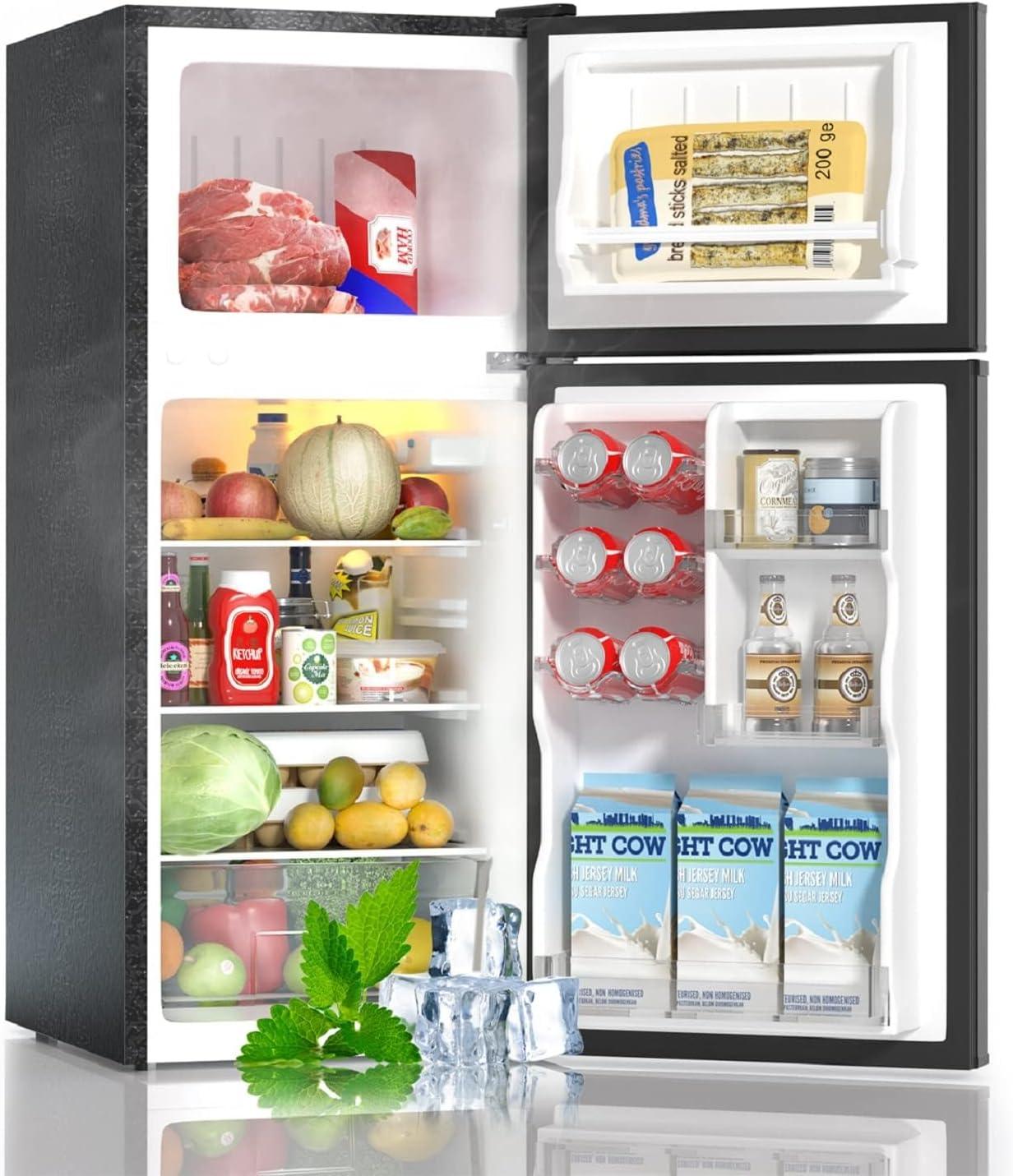 4.0 Cu.Ft Small Refrigerator with Freezer Silver