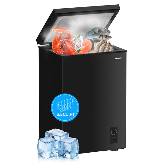 Chest Freezer,3.5 Cu.Ft Freezer With Removable Basket Black