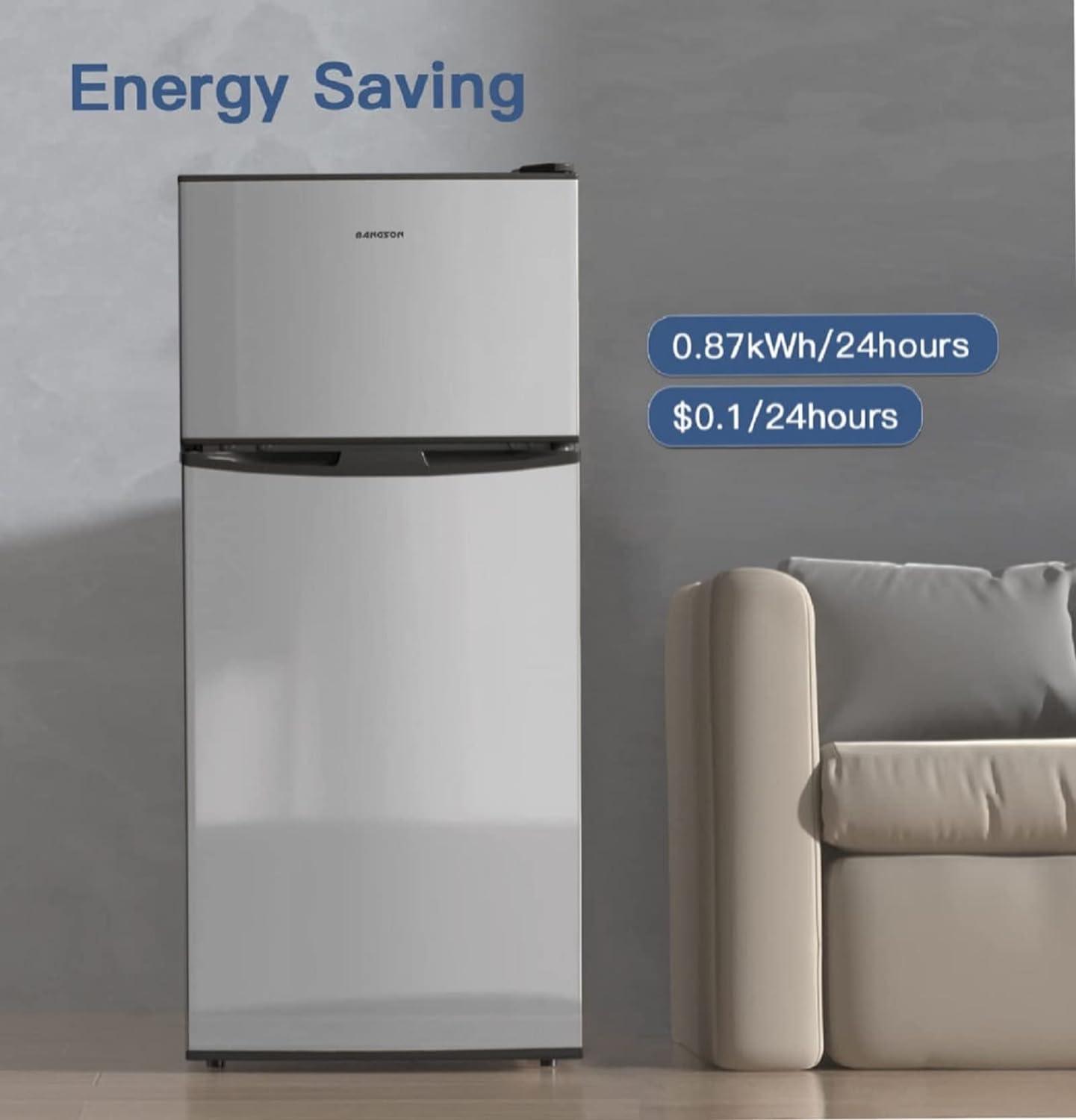 4.0 Cu.Ft Small Refrigerator with Freezer Silver