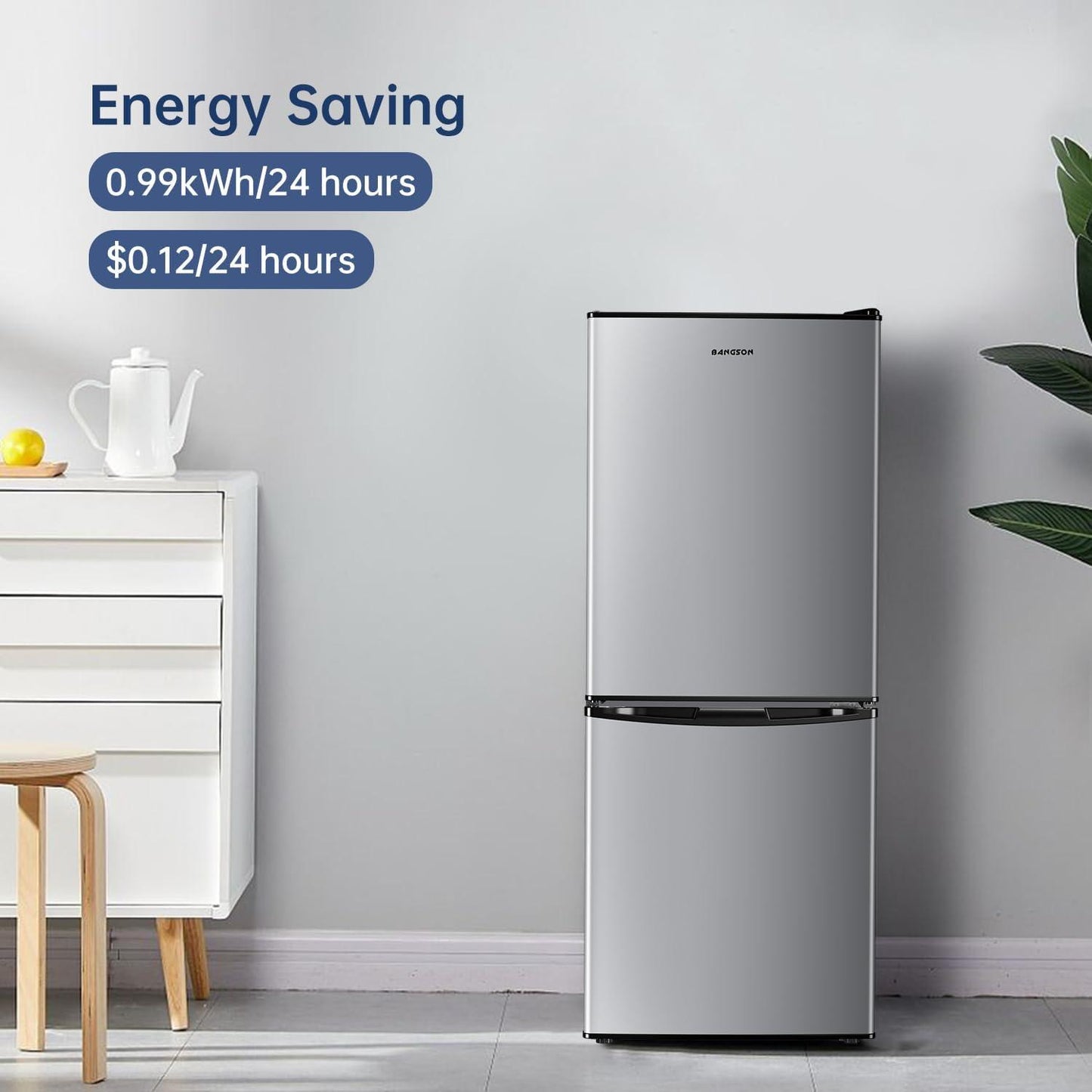 4.0 Cu.Ft Small Refrigerator with Freezer Silver