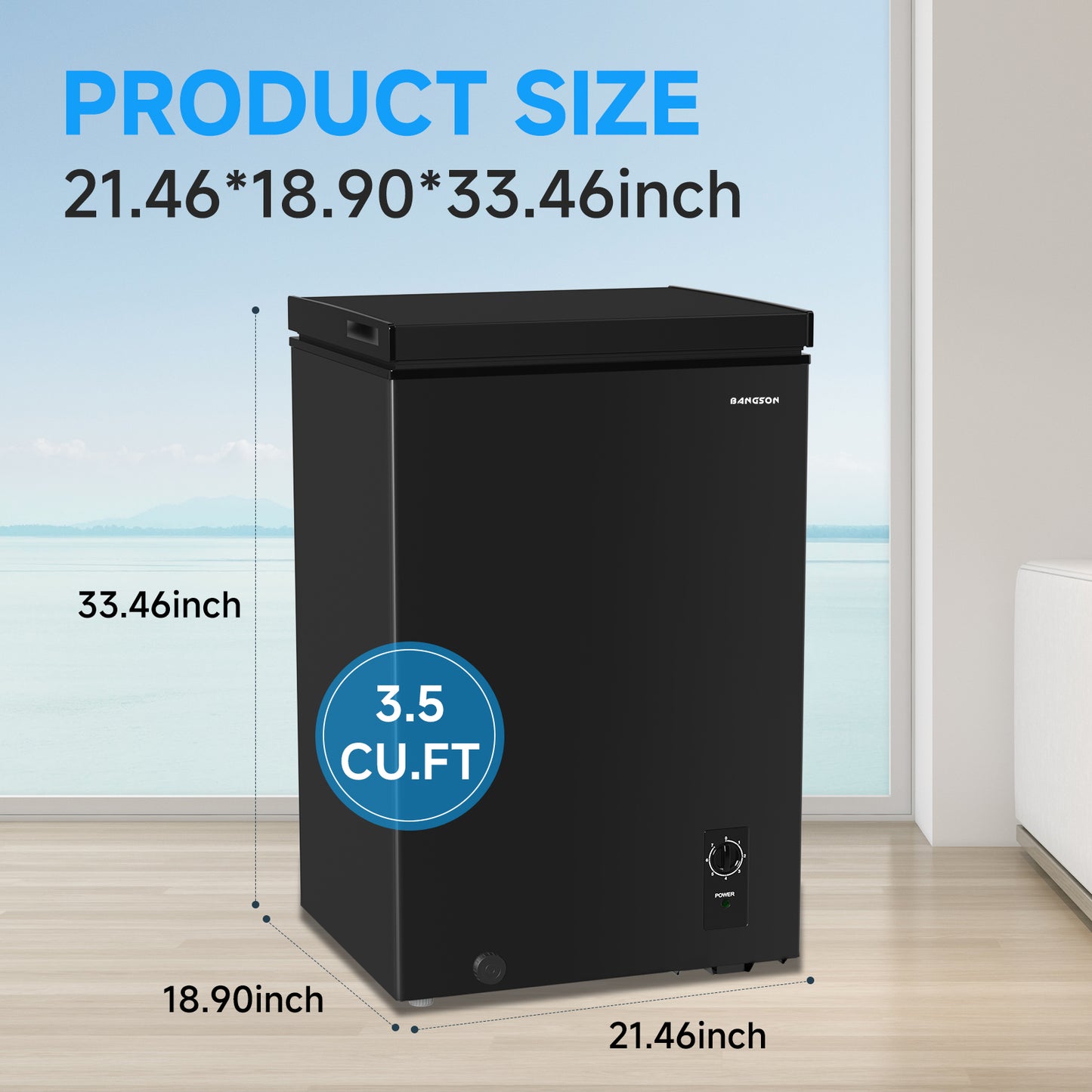 Chest Freezer,3.5 Cu.Ft Freezer With Removable Basket Black