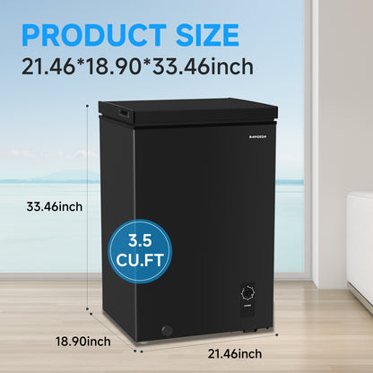 Chest Freezer,3.5 Cu.Ft Freezer With Removable Basket Black