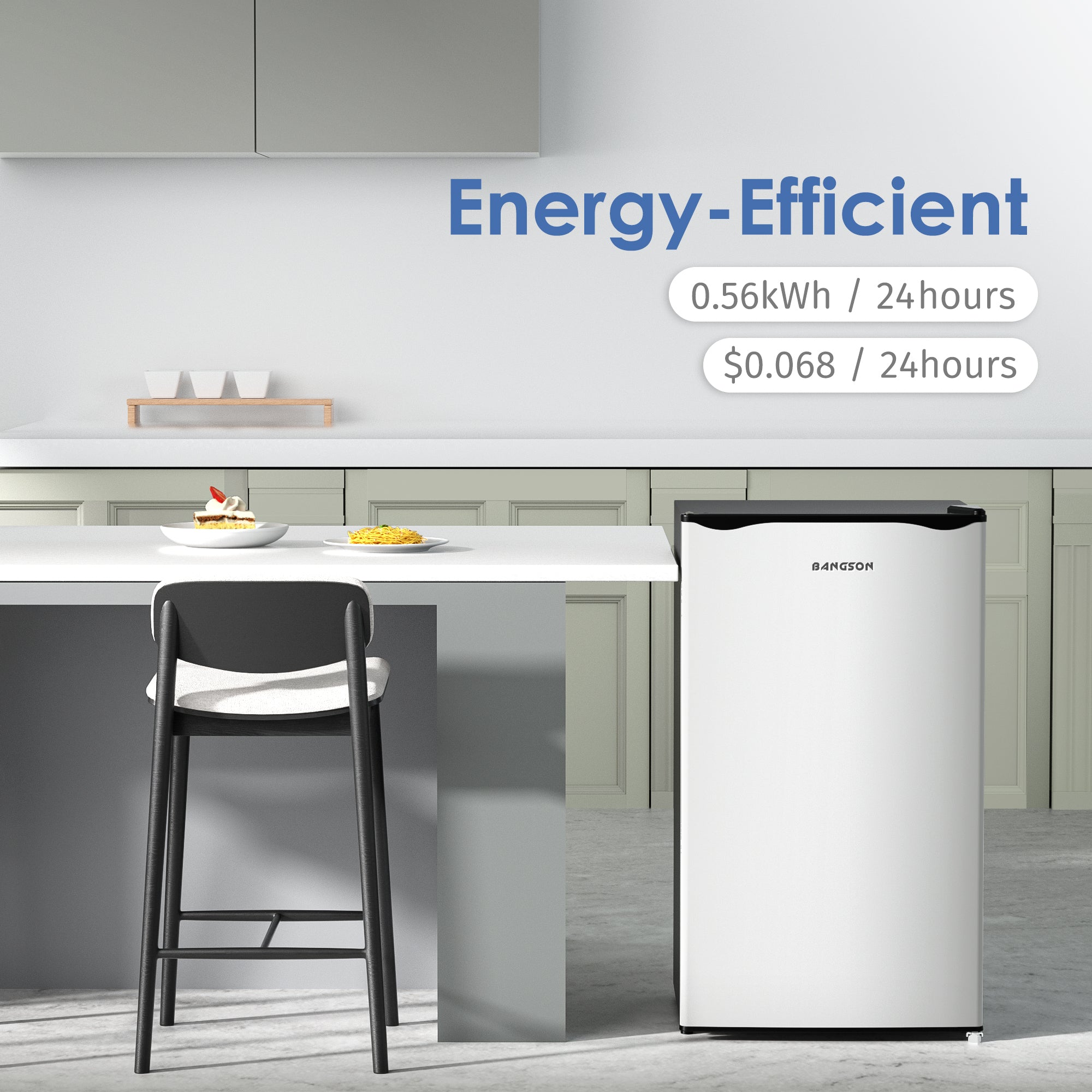 わちファミリーページ①③ 3.2 Cu.Ft Mini Fridge with Freezer Silver – BANGSON